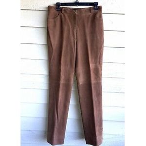 Escada Carmel Brown Goat Suede Leather Pants